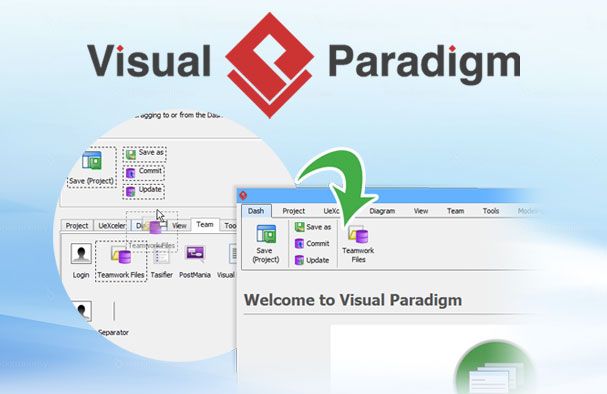 Visual Paradigm 13.1 met gepersonaliseerd menu